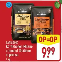 ALDI Barissimo Koffiebonen Milano crema of Siciliano espresso aanbieding