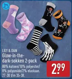 ALDI Lily & Dan Glow in the dark sokken aanbieding