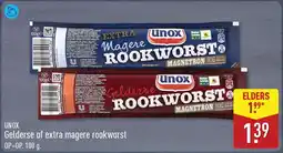 ALDI Unox Gelderse of extra magere rookworst aanbieding