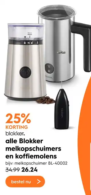 Blokker Alle Blokker melkopschuimers en koffiemolens aanbieding