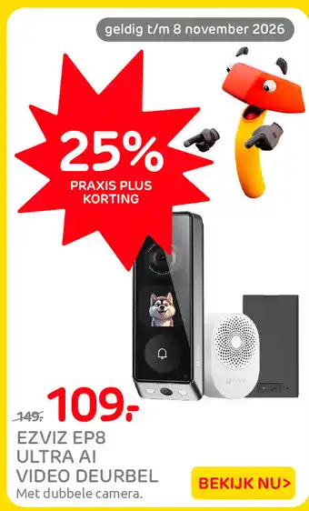 Praxis Ezviz ep8 ultra ai video deurbel aanbieding