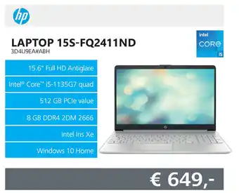 Informatique HP Laptop | 15S-FQ2411ND (3D4U9EA#ABH) aanbieding