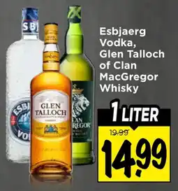 Vomar Voordeelmarkt Esbjaerg Vodka, Glen Talloch of Clan MacGregor Whisky aanbieding