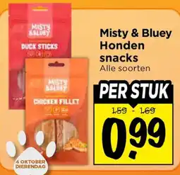Vomar Voordeelmarkt Alle Misty & Bluey Honden snacks aanbieding