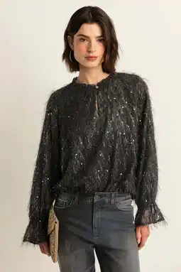 Wehkamp Expresso blousetop zwart met pailletten aanbieding