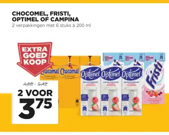 Jumbo Chocomel, Fristi, Optimel of Campina 2 verpakkingen met 6 stuks a 200 ml aanbieding