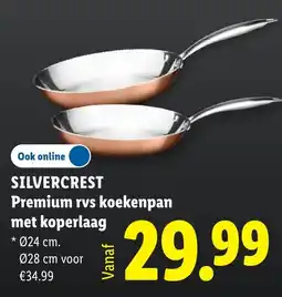Lidl Silvercrest Premium rvs koekenpan met koperlaag aanbieding