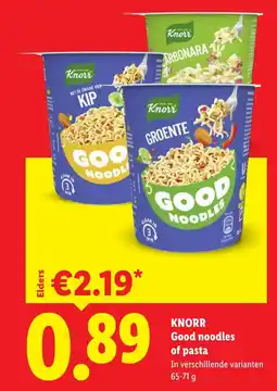 Lidl Knorr Good noodles of pasta aanbieding