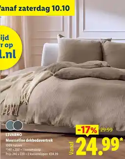 Lidl Livarno Mousseline dekbedovertrek aanbieding