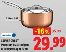 Lidl Silvercrest Premium RVS steelpaan met koperlaag Ø 16 cm aanbieding