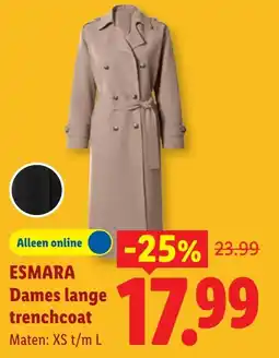 Lidl Esmara Dames lange trenchcoat aanbieding