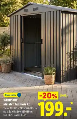 Lidl Parkside Metalen tuinhuis XL aanbieding