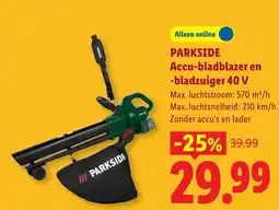 Lidl Parkside Accu-bladblazer en -bladzuiger 40 V aanbieding