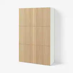 IKEA BestÅ Opberger met deuren, wit/björköviken eikenfineer, 120x42x193 cm aanbieding