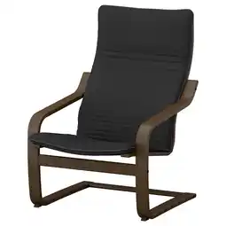 IKEA PoÄng Fauteuil, walnootpatroon/knisa zwart aanbieding