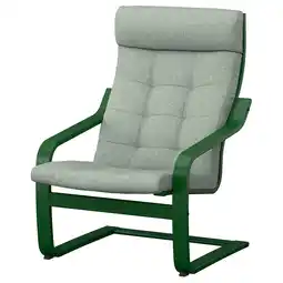 IKEA PoÄng Fauteuil, donkergroen/gunnared lichtgroen aanbieding