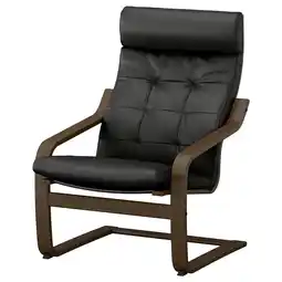 IKEA PoÄng Fauteuil, walnootpatroon/grann zwart aanbieding
