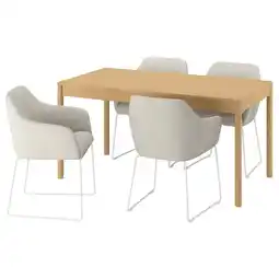 IKEA Tonstad / tossberg Tafel en 4 stoelen, eikenfineer/gunnared beige wit, 150x80 cm aanbieding