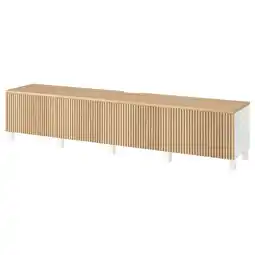 IKEA BestÅ Tv-meubel met deuren, wit/björköviken/stubbarp eikenfineer, 240x42x50 cm aanbieding