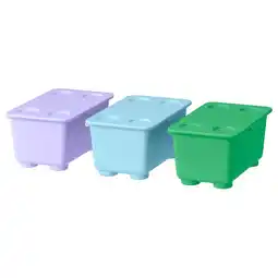 IKEA Glis Bak met deksel, groen paars/blauw, 17x10 cm aanbieding