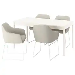 IKEA Tonstad / tossberg Tafel en 4 stoelen, ecru/gunnared beige wit, 150x80 cm aanbieding