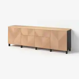 IKEA BestÅ Opbergcombinatie, zwartbruin/hedeviken eikenfineer, 240x42x76 cm aanbieding