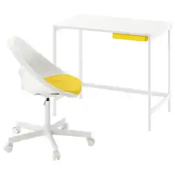 IKEA Enkroken / loberget Bureau en stoel, wit/geel aanbieding