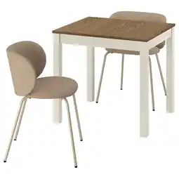 IKEA Ålhult / krylbo Tafel met 2 stoelen, beige/bruin/tonerud-donkerbeige, 80x74 cm aanbieding
