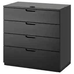 IKEA Galant: zwarte kantoorkast met 4 lades met strak design en moderne grepen aanbieding