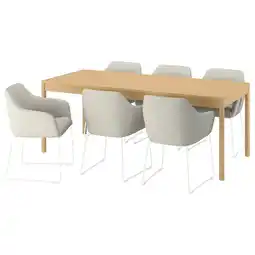 IKEA Tonstad / tossberg Tafel met 6 stoelen, eikenfineer/gunnared beige wit, 200x85 cm aanbieding
