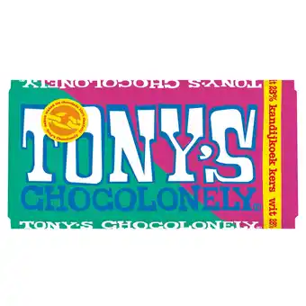 Dekamarkt Tony's Chocolonely Chocolonely wit kandijkoek kers aanbieding