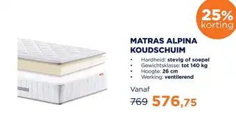 TotaalBED Matras alpina koudschuim aanbieding