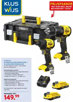Kluswijs Stanley schroefklopboormachine + slagschroevendraaier aanbieding
