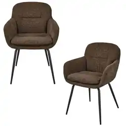 Wehkamp WOOOD Runa Eetkamerstoelen - Polyester - Caramel Bruin/Geel -Set van 2 aanbieding