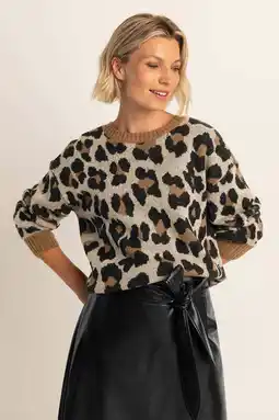 Wehkamp Expresso trui met panterprint bruin gebreid aanbieding