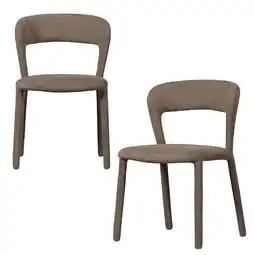 Wehkamp WOOOD Noble Eetkamerstoelen - Polyester - Warm Bruin - Set van 2 aanbieding