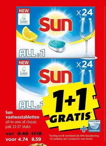 Boni Sun vaatwastabletten aanbieding