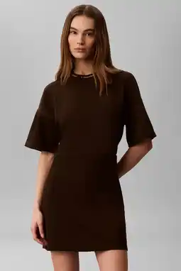 Wehkamp CALVIN KLEIN JEANS mini jurk - donkerbruin aanbieding