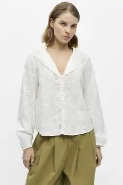 Wehkamp OBJECT broderie blouse met borduursels - ecru aanbieding