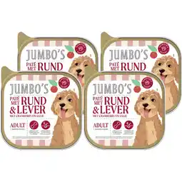 Jumbo Jumbo's Paté met Rund & Lever met Cranberry en Salie Adult 4 x 150 g aanbieding