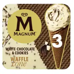 Albert Heijn Magnum White chocolate & cookies waffle cone aanbieding