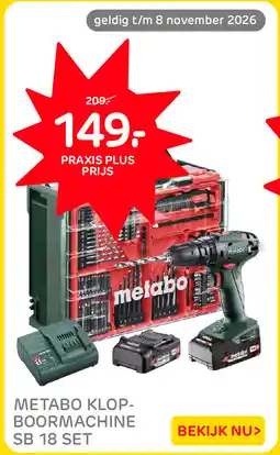Praxis Metabo klop-boormachine SB 18 set aanbieding