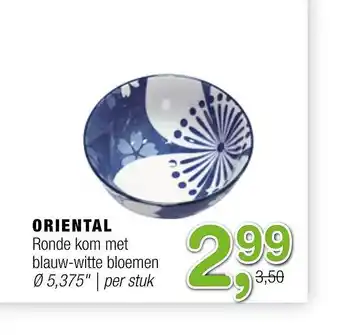 Amazing Oriëntal Oriental rond kom met blauw-witte bloemen Ø 5,375 aanbieding