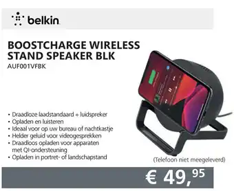 Informatique Belkin Boostcharge Wireless Stand Speaker BLK AUF001VFBK aanbieding