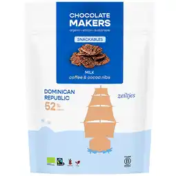 Holland & Barrett 2e product 50% korting | Chocolatemakers Zeiltjes Melk Koffie & Cocoa Nibs - 100g aanbieding