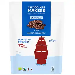 Holland & Barrett 2e product 50% korting | Chocolatemakers Zeiltjes Puur Zeezout & Cocoa Nibs - 100g aanbieding