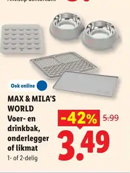 Lidl Max & Mila's World Voer- en drinkbak aanbieding