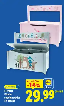 Lidl Lupilu Kinder speelgoedkist en bankje aanbieding