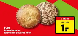 PLUS Plus Roomboter en speculaas gevulde koek aanbieding
