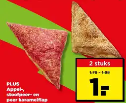 PLUS Appel, stoofpeer en peer karamelflap aanbieding